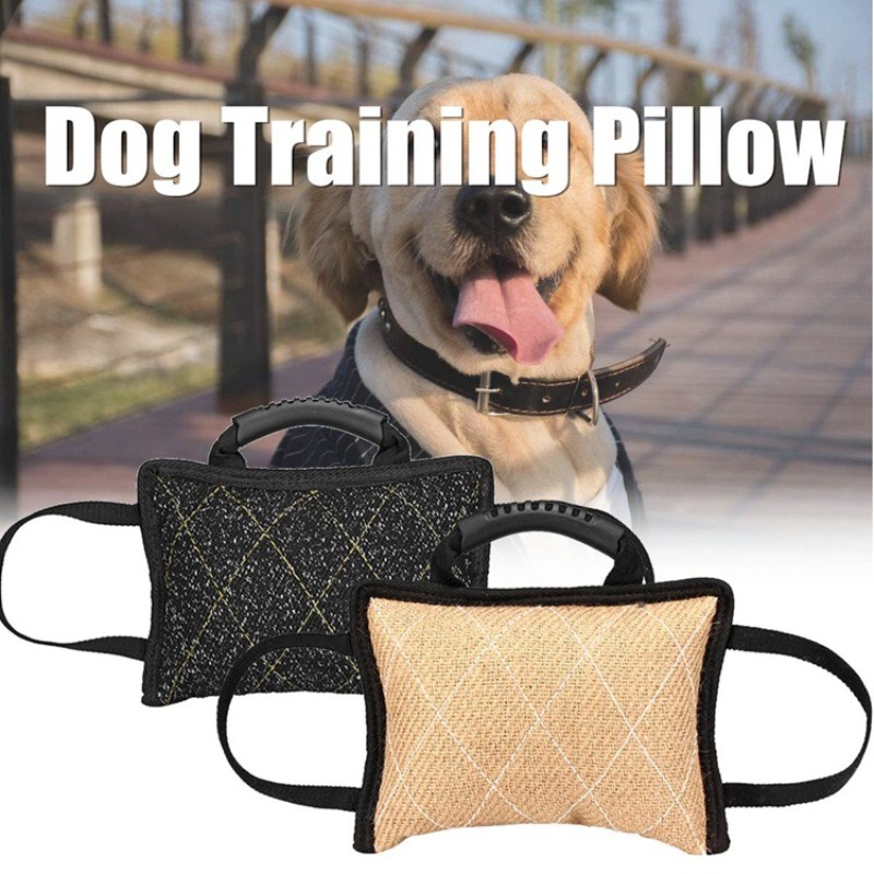 Interactive Squeaky Plush Dog Toy - ของเล่นฝึกสุนัขแบบทนทาน พร้อมที่จับ 3 จุด ทำจากปอกระเจา ปลอดภัยสำหรับการกัด