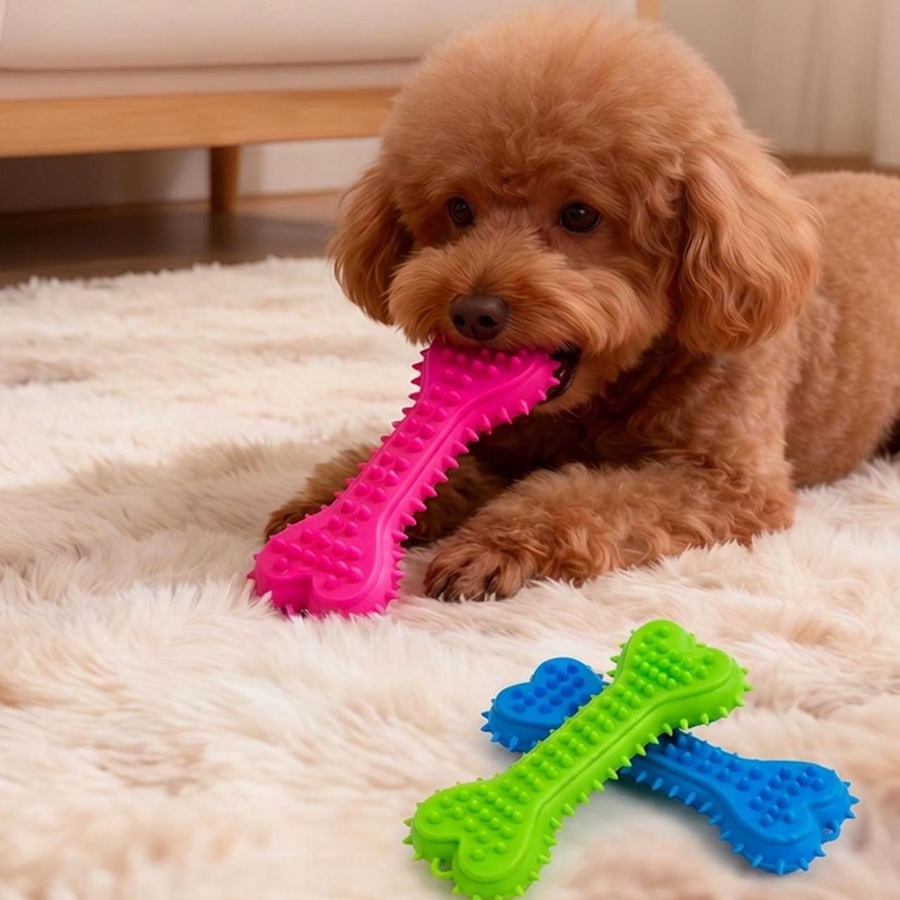 Teeth Cleaning Dog Chew Bone - ของเล่นสำหรับสุนัข 3/6 ชิ้น แปรงสีฟันยางสำหรับสุนัข ของเล่นเคี้ยวรูปกระดูกสำหรับสัตว์เลี้ยง ของเล่นเคี้ยวทำความสะอาดฟัน