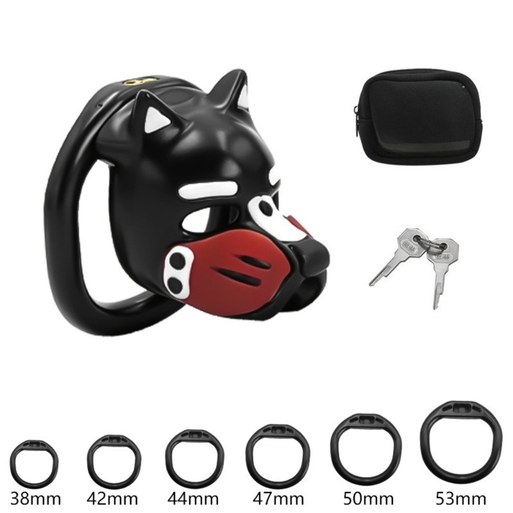 Dog Toys - กรงควบคุมสุนัขแบบใหม่พร้อมหน้ากากหลากสีและแหวนอวัยวะเพศ 6 ชิ้น อุปกรณ์ BDSM K9