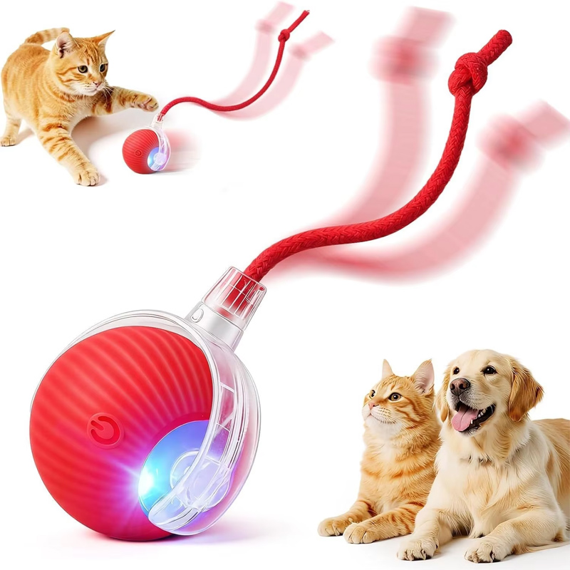 Interactive Squeaky Plush Dog Toy - ของเล่นลูกบอลแบบโต้ตอบสำหรับสุนัขรุ่นใหม่ ลูกบอลกลิ้งอัตโนมัติ ของเล่นสุนัขอัจฉริยะแบบชาร์จไฟได้ ของเล่นลูกบอลอัจฉริยะสำหรับสุนัข