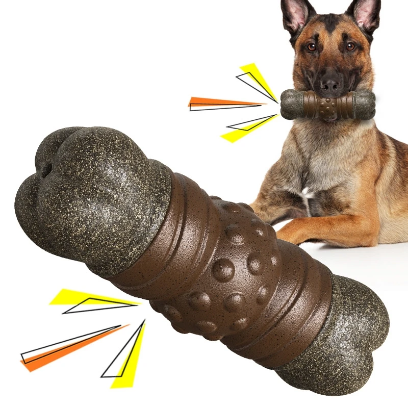 Indestructible Dog Chew Toy - สุนัขขนาดใหญ่ Chew ของเล่น Tougher กว่ากระดูกจริงของเล่น Squeaky