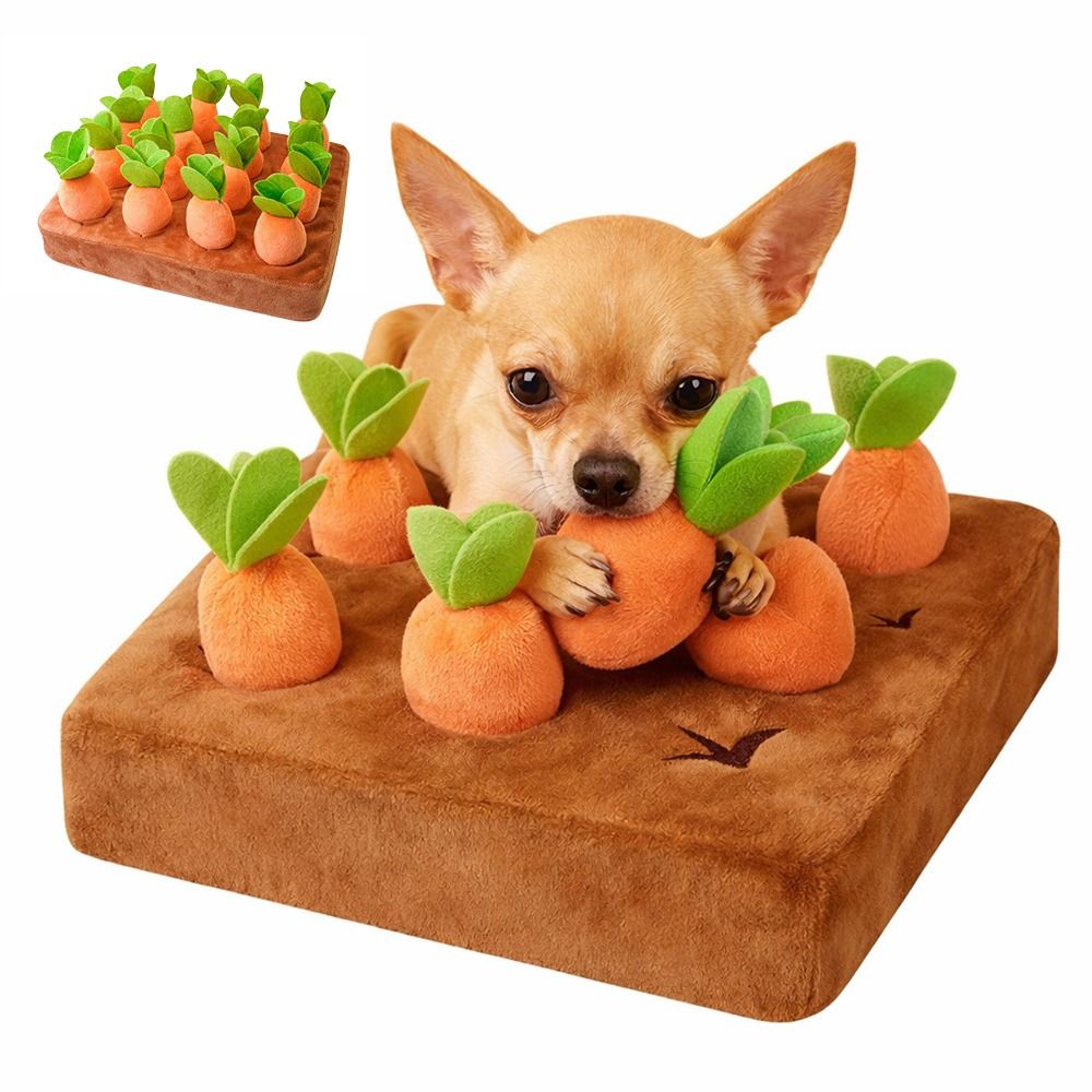Dog Puzzle Feeder Toy - แผ่นรองดมกลิ่นแครอทบรรเทาความเครียด กระตุ้นสมอง เสริมสร้างปฏิสัมพันธ์ ฝึกการหาอาหาร ช่วยให้กินช้าลง พร้อมแครอทที่ถอดออกได้