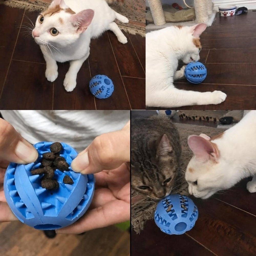 Rubber Treat Dispensing Dog Toy - ลูกบอลยางสำหรับสุนัขกัดเล่น หลายสี หลายขนาด ลูกบอลจ่ายอาหารสุนัข ทรงกลม มีรูระบายอากาศ
