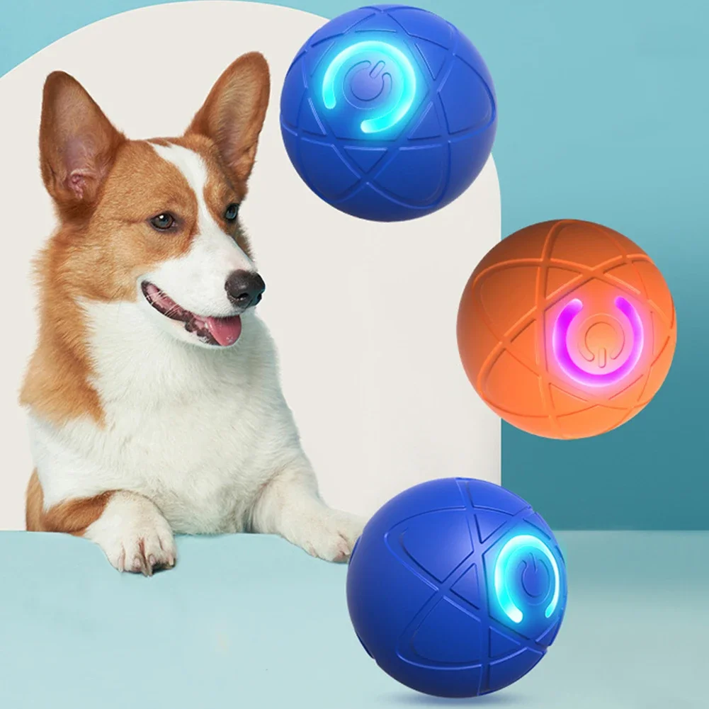 Automatic Moving Dog Ball - ลูกบอลสำหรับสุนัขอัจฉริยะแบบโต้ตอบได้ หมุนได้อัตโนมัติ ของเล่นไฟฟ้าพร้อมไฟ LED ช่วยคลายความเบื่อสำหรับสุนัขพันธุ์เล็ก